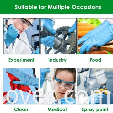 Guanti di nitrile blu in polvere resistente all'usura resistente all'olio resistente alla produzione di alimenti impermeabili di pulizia della miscela sintetica Funziona guanti